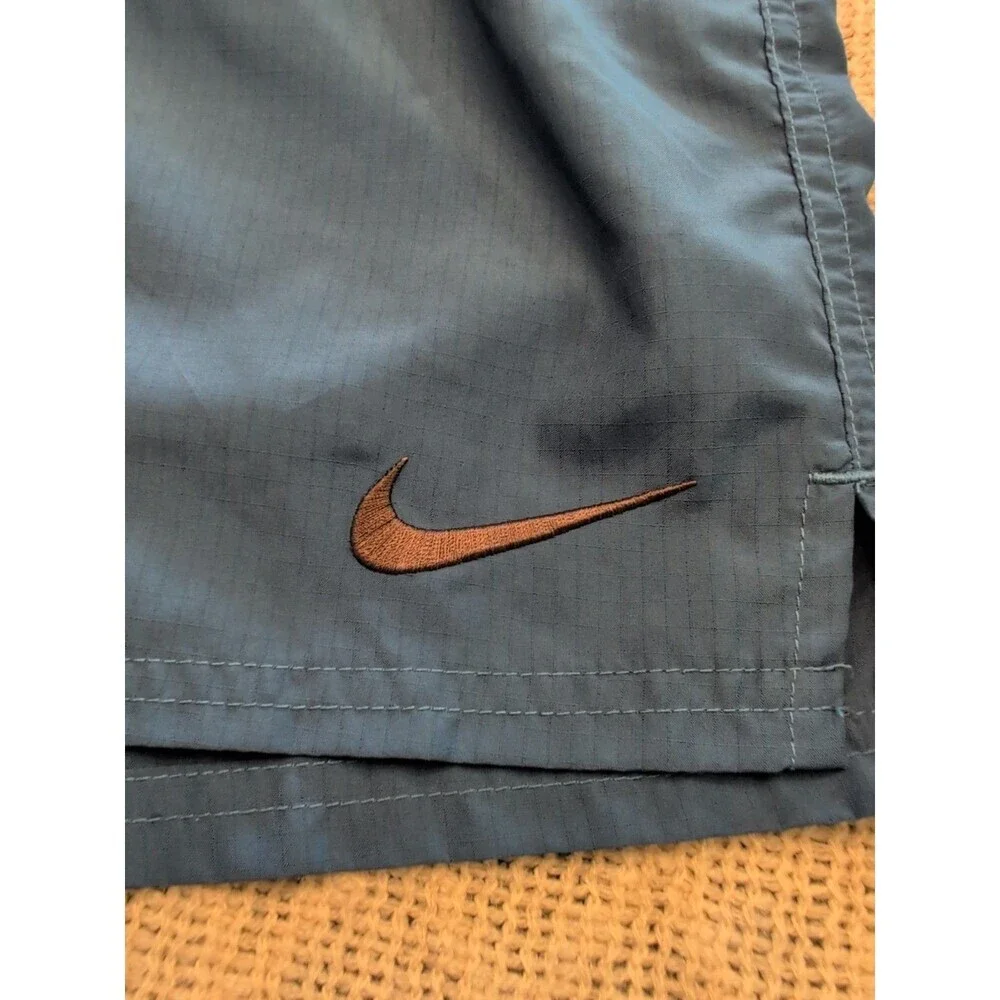 Nike Lined Drawstring Shorts Men XL Blue Swoosh Baggy Stretch Athletic Gym